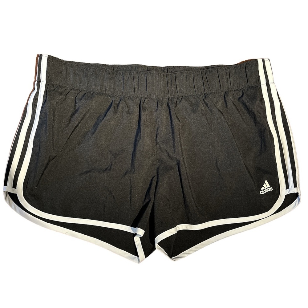 Adidas Black Athletic Shorts with White Stripes (Size XL)